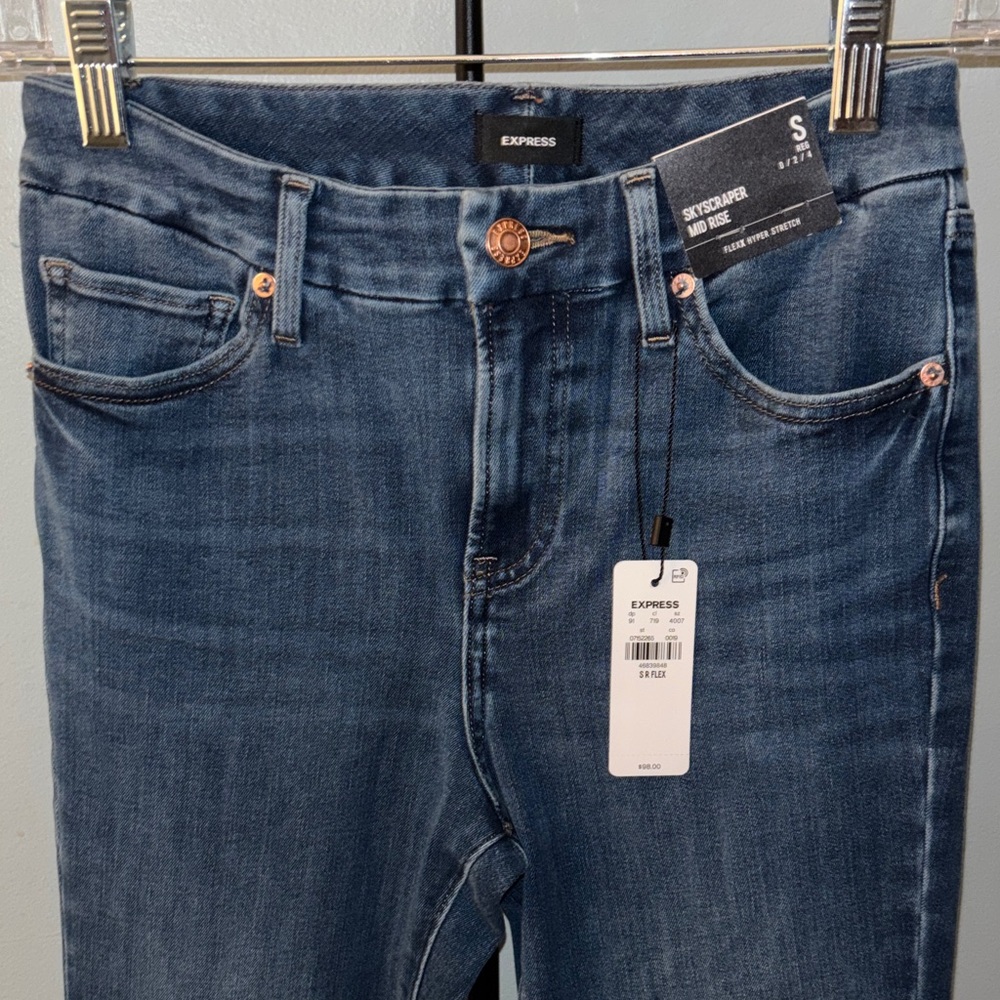 Express Dark Blue Straight Leg Flared Jeans